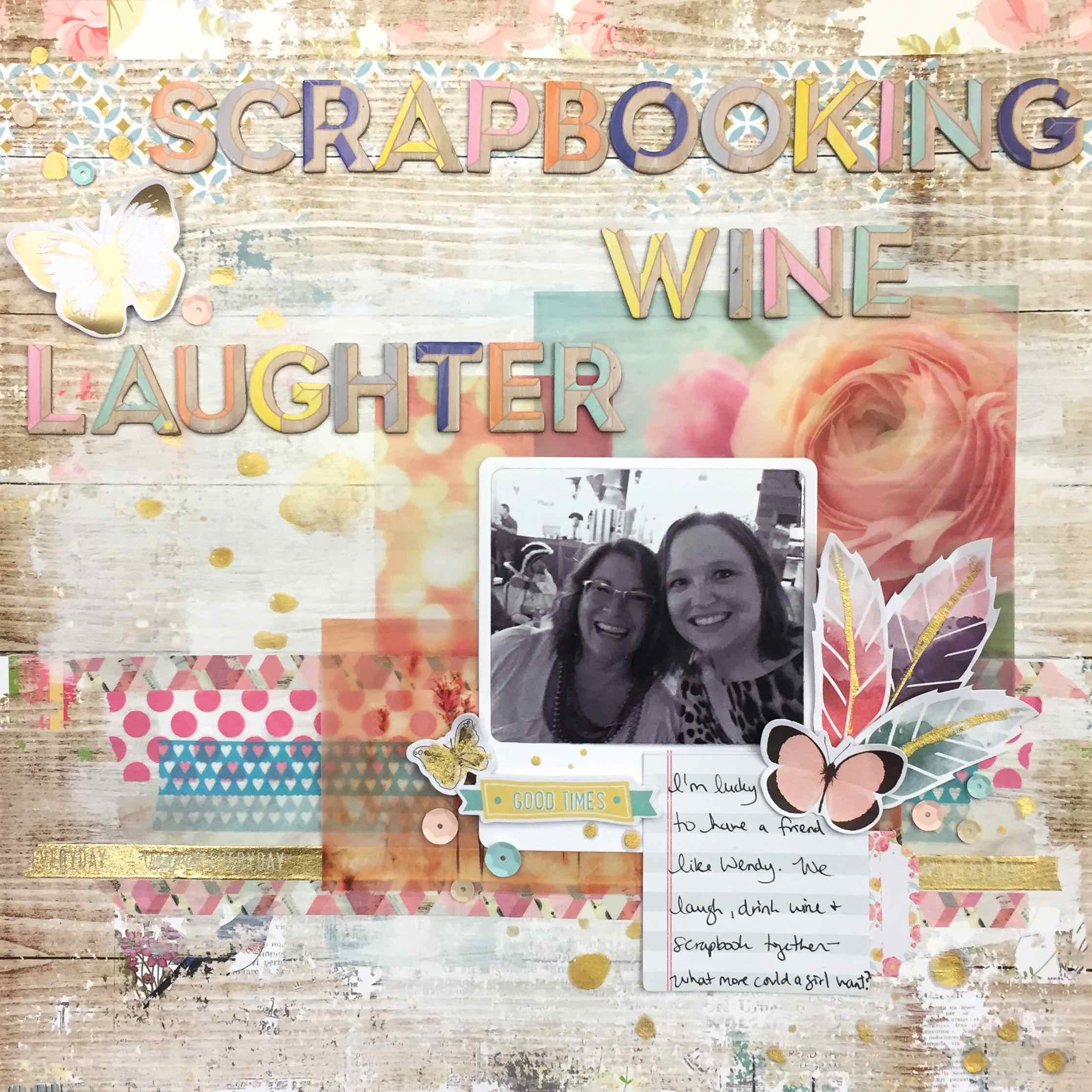 scrapbooking wine laughter layout Alice Boll
