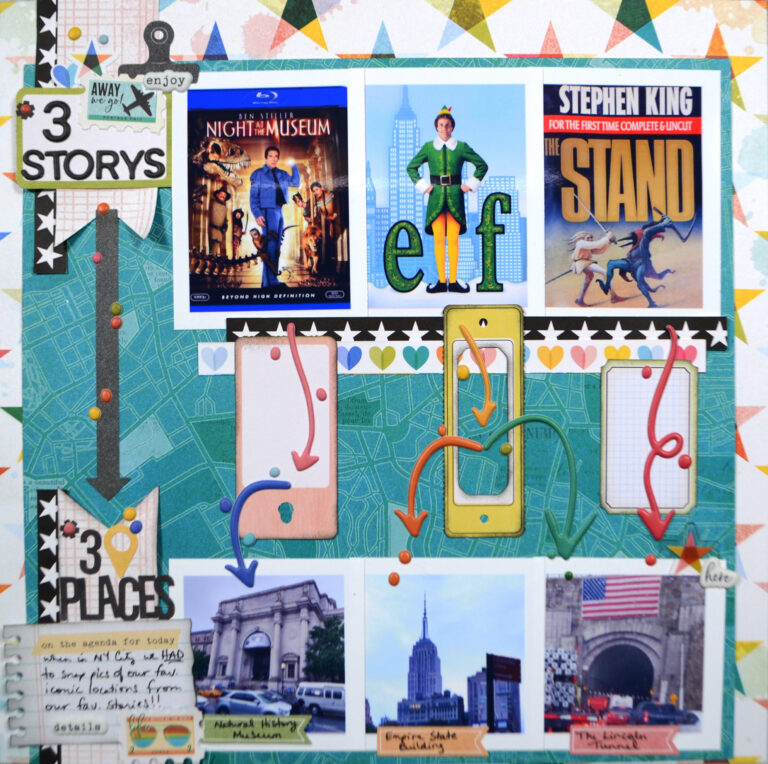 A scrapbook layout compared to its sketch.