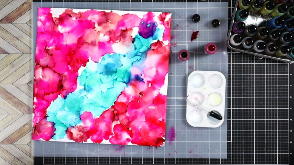 Alcohol ink colors side by side.