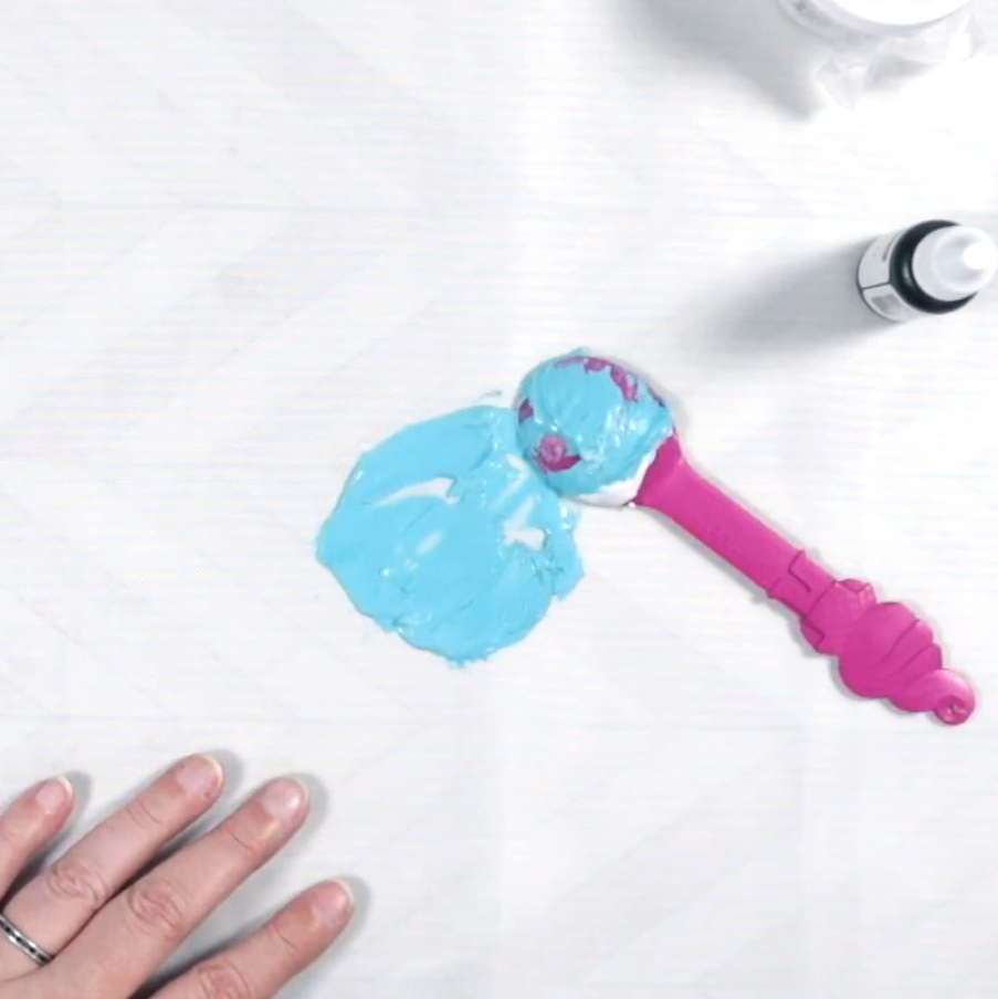 White paste colored blue.
