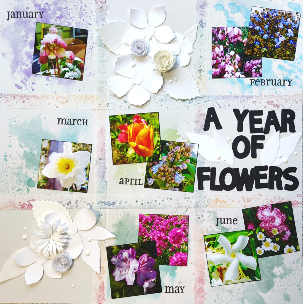 Left page of a double page scrapbook layout